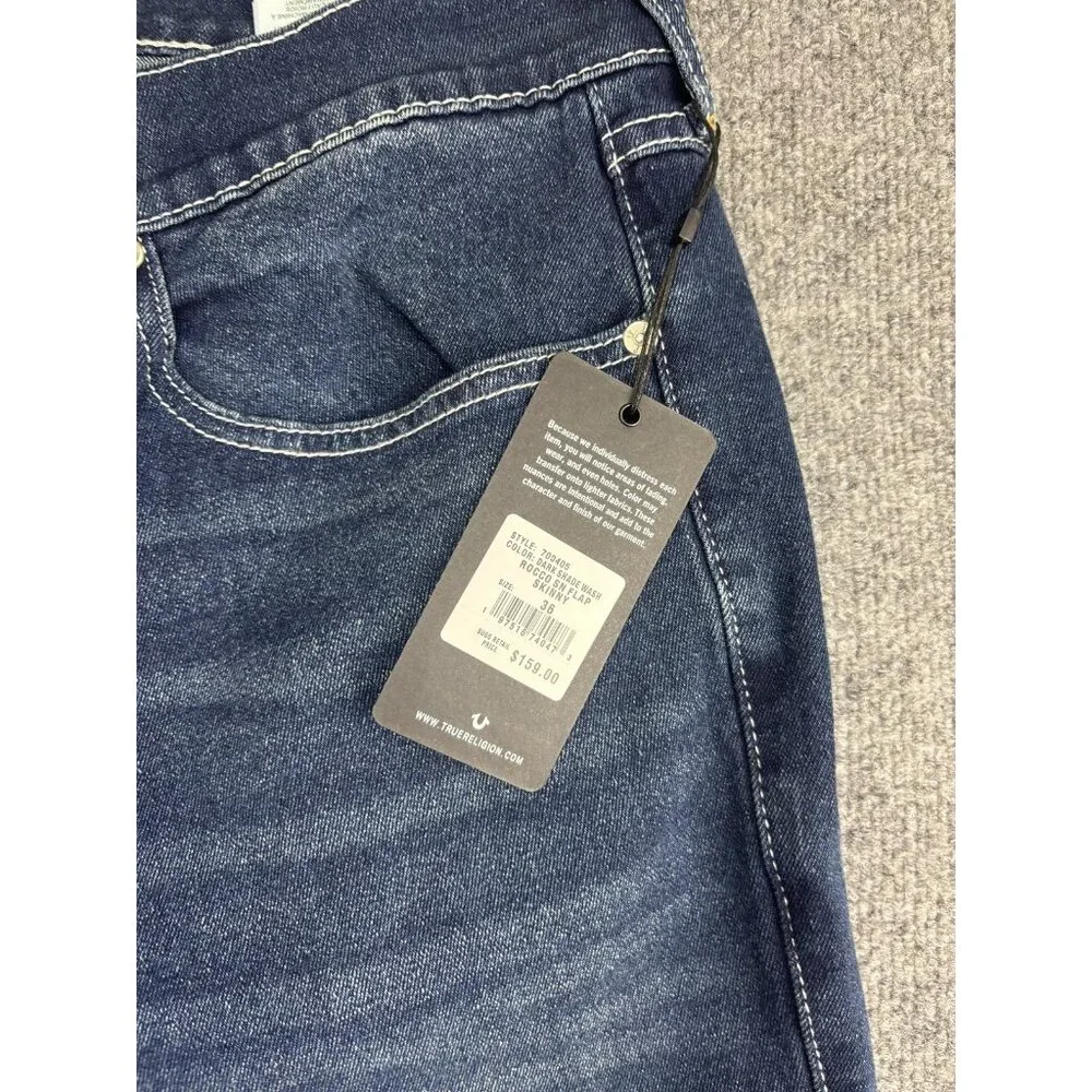 True‎ Religion Rocco Relaxed Skinny Jeans Mens 36x31 Dark Blue Stretch Denim